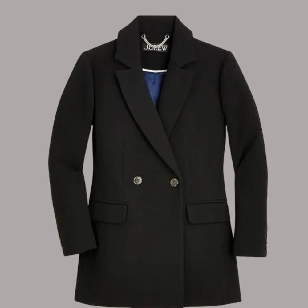 J. CREW Black Coat JACKET Italian Double Cloth Outdoor Wool Size 6 - Picture 1 of 11